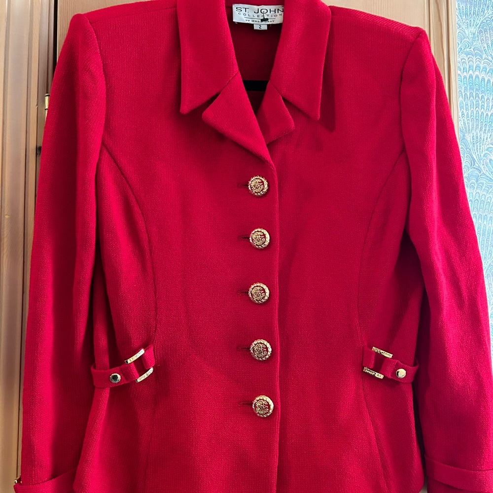 Red two piece pants suite with gold accents. Only wore twice